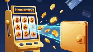 Золотые монеты и цифровой кошелек символизируют быстрые способы оплаты в Level Up Casino